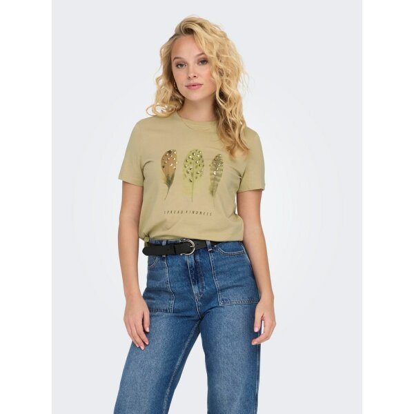 ΓΥΝΑΙΚΕΙΑ ΜΠΛΟΥΖΑ ΧΑΚΙ ΚΟΝΤΟΜΑΝΙΚΗ ONLY ONLKITA LIFE REG S/S FEATHERS TOP JRS 15316706 - Image 3