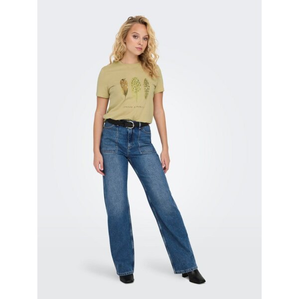 ΓΥΝΑΙΚΕΙΑ ΜΠΛΟΥΖΑ ΧΑΚΙ ΚΟΝΤΟΜΑΝΙΚΗ ONLY ONLKITA LIFE REG S/S FEATHERS TOP JRS 15316706 - Image 2