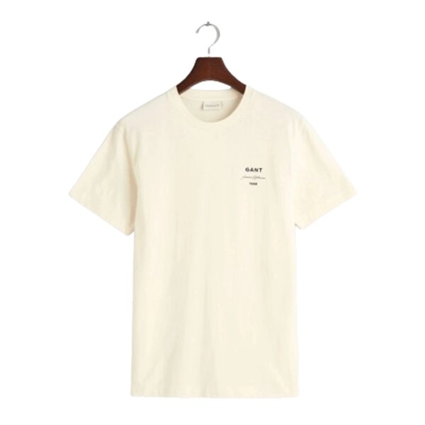 2033017-005-BLACK-1 Ανδρική Μπλούζα GANT LOGO SCRIPT SS 2033017 Εκρού - Image 1