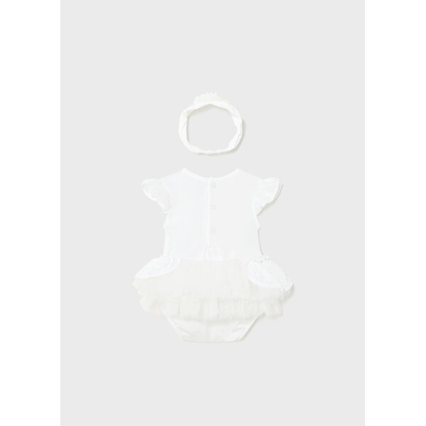 Φορμάκι κοντό με Τούλι Λευκό Mayoral 24-01702-059 - Image 3