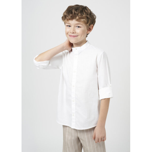 ΠΟΥΚΑΜΙΣΟ ΜΑΚΡΥΜΑΝΙΚΟ ΛΕΥΚΟ ΜΕ ΜΑΟ ΓΙΑΚΑ ΑΓΟΡΙ MAYORAL 24-06121-043 - Image 1