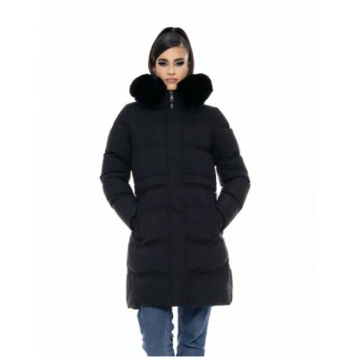 Biston fashion γυναικείο μακρύ μπουφάν Μαύρο 50-101-056