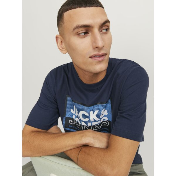 Ανδρική Μπλούζα Κοντομάνικη  Jack  & Jones 12253442 Μπλε - Image 4