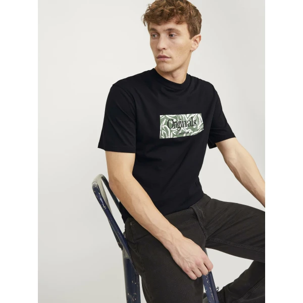 Ανδρική Μπλούζα Κοντομάνικη Relaxed Fit Jack  & Jones 12250436 Μαύρο - Image 6
