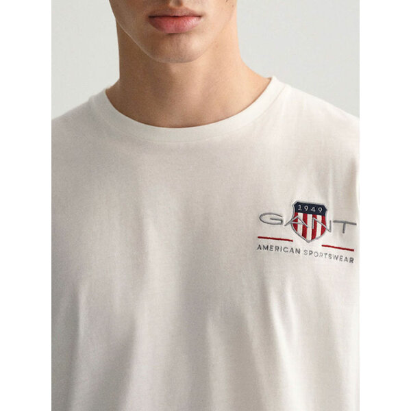 Ανδρική Μπλούζα GANT REG ARCHIVE SHIELD EMB 2067004 Λευκό - Image 3