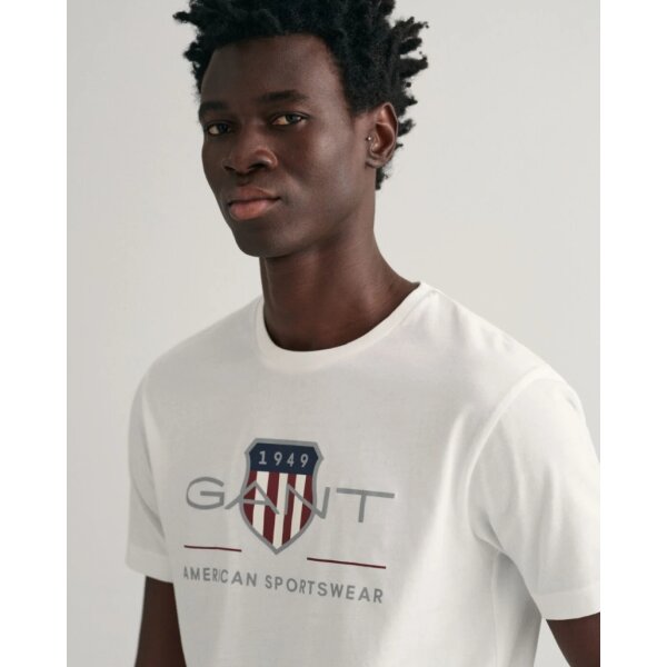 Ανδρική Μπλούζα GANT REG ARCHIVE SHIELD SS 2003199 Λευκό - Image 5