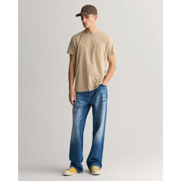 Ανδρική Μπλούζα GANT REG TONAL SHIELD SS 2003140 Μπέζ - Image 3