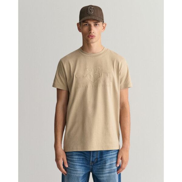 Ανδρική Μπλούζα GANT REG TONAL SHIELD SS 2003140 Μπέζ - Image 4