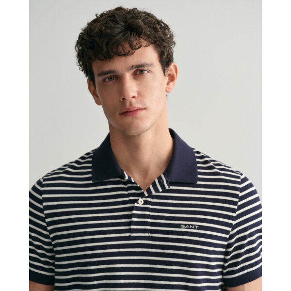 Ανδρική Μπλούζα POLO GANT STRIPED SS PIQUE 2013038 Μπλε - Image 3