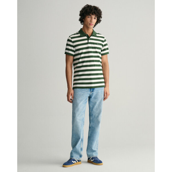 Ανδρική Μπλούζα POLO GANT STRIPED SS PIQUE 2013040 Πράσινο - Image 2