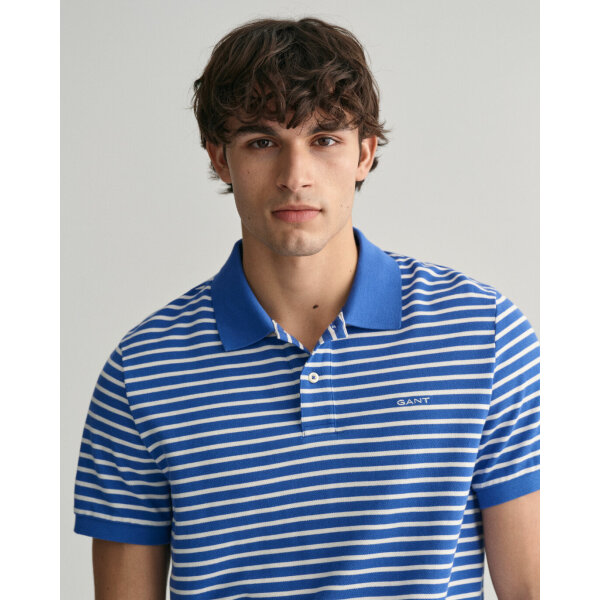 Ανδρική Μπλούζα POLO GANT STRIPED SS PIQUE 2013038 Γαλάζιο - Image 4