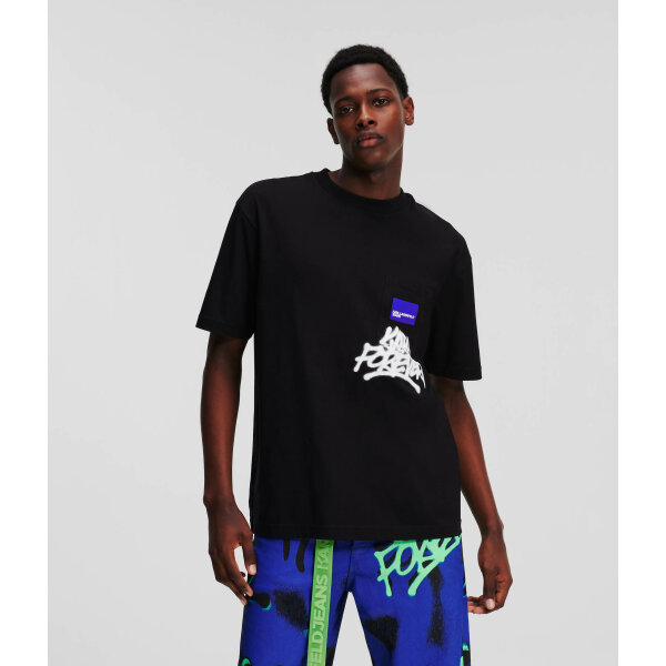 Ανδρική Μπλούζα KARL LAGERFELD POCKET GRAFFITI 241D1703 Μαύρο - Image 1