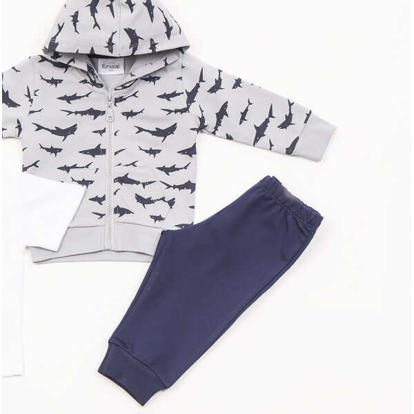 ΤΡΙΠΛΕΤΑ ΜΕΛΑΝΖΕ ΖΑΚΕΤΑ/ΕΚΡΟΥ ΜΠΛΟΥΖΑ/ΜΑΡΕΝ ΠΑΝΤΕΛΟΝΙ ΑΓΟΡΙ 3Μ-24Μ 45050 - Image 3