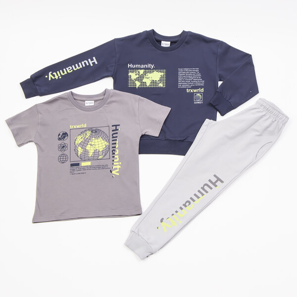 45309 ΤΡΙΠΛΕΤΑ ΓΚΡΙ ΠΑΝΤΕΛΟΝΙ /ΜΑΡΕΝ ΜΠΛΟΥΖΑ/ΑΝΘΡΑΚΙ ΜΠΛΟΥΖΑ Αγόρι 7 εως 16 45309 - Image 1