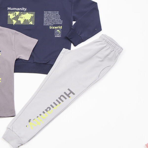 45309.2 ΤΡΙΠΛΕΤΑ ΓΚΡΙ ΠΑΝΤΕΛΟΝΙ /ΜΑΡΕΝ ΜΠΛΟΥΖΑ/ΑΝΘΡΑΚΙ ΜΠΛΟΥΖΑ Αγόρι 7 εως 16 45309 - Image 3