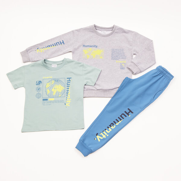 45309.3 ΤΡΙΠΛΕΤΑ ΠΕΤΡΟΛ ΠΑΝΤΕΛΟΝΙ/ΜΕΝΤΑ ΜΠΛΟΥΖΑ/ΓΚΡΙ ΜΠΛΟΥΖΑ Αγόρι 7 εως 16 45309 - Image 1