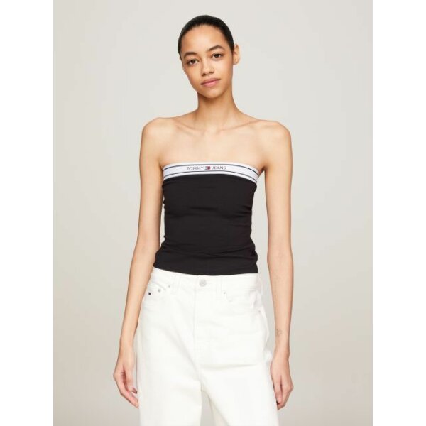 DW0DW17889BDS_MO-F1 ΓΥΝΑΙΚΕΙΑ ΜΠΛΟΥΖΑ TAPING TUBE TOP BLACK TOMMY JEANS DW0DW17889-BDS - Image 1