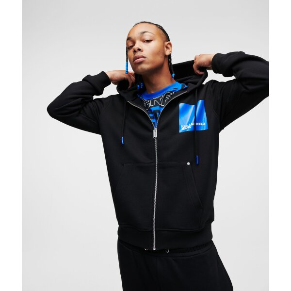 E85haSeA Ανδρική Ζακέτα KARL LAGERFELD 325D1803 REGULAR ZIP Μαύρο - Image 6