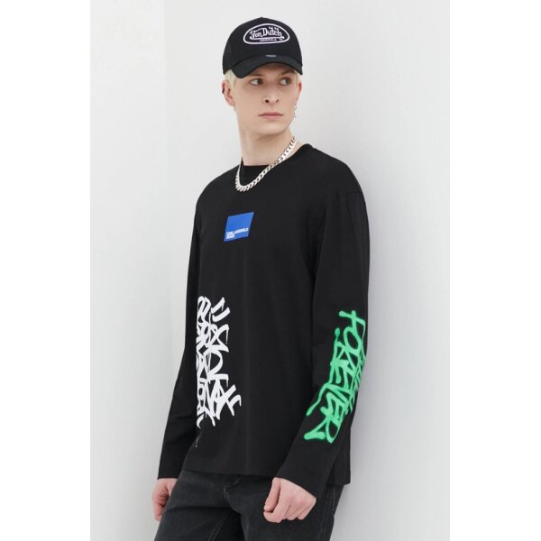 SS24-BUM04R-99X_F1 Ανδρική Μπλούζα KARL LAGERFELD RELAXED LS GRAFFITI 241D1710 Μαύρο - Image 1
