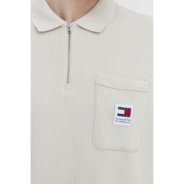 Ανδρική Μπλούζα POLO TOMMY JEANS OVZ WAFFLE DM0DM18928 Εκρού - Image 1