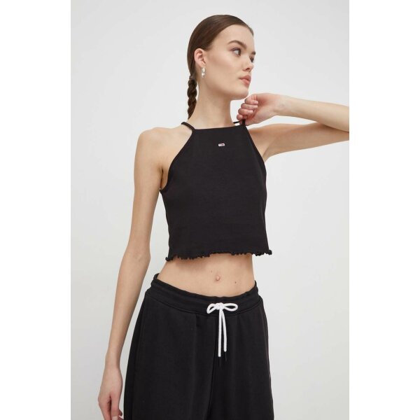 SS24-TSD1W8-99X_F4 NEW ΓΥΝΑΙΚΕΙΟ CROP TOMMY JEANS TJW SLIM CRP BABYLOCK RIB TOP DW0DW17885-BDS - Image 1