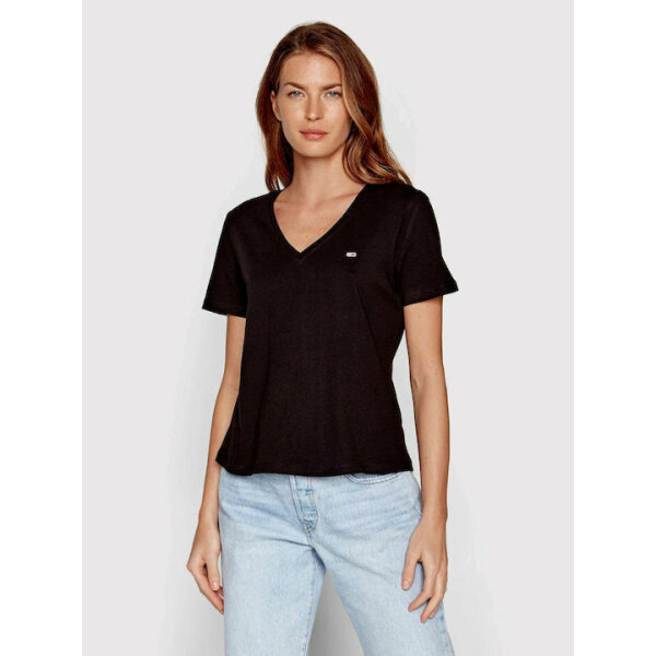 fixedratio_20230731133320_tommy_hilfiger_gynaikeio_t_shirt_me_v_laimokopsi_mayro_dw0dw14617bds ΓΥΝΑΙΚΕΙΑ ΜΠΛΟΥΖΑ TJW SLIM SOFT V NECK TEE TOMMY JEANS DW0DW14617-BDS - Image 4