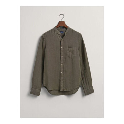 Ανδρικό Πουκάμισο GANT Λινό 3240122 REG DYED BAND Χακί