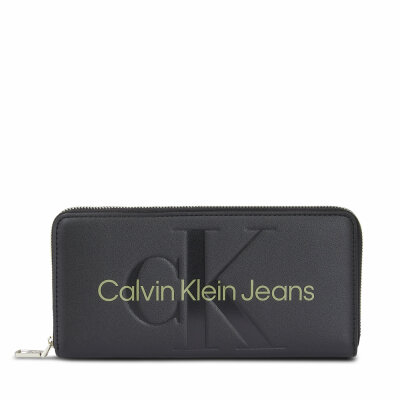 Calvin Klein Jeans Μεγάλο Πορτοφόλι Γυναικείο Sculpted Mono Zip Around Mono K60K607634 Black/Dark Juniper 0GX