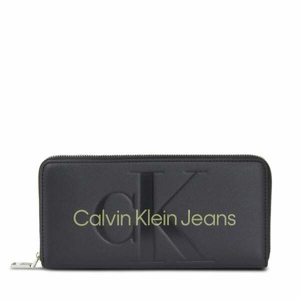 megalo-portopholi-gunaikeio-calvin-klein-jeans-sculpted-mono-zip-around-mono-k60k607634-black-dark-juniper-0gx-8720109478099 Calvin Klein Jeans Μεγάλο Πορτοφόλι Γυναικείο Sculpted Mono Zip Around Mono K60K607634 Black/Dark Juniper 0GX - Image 1