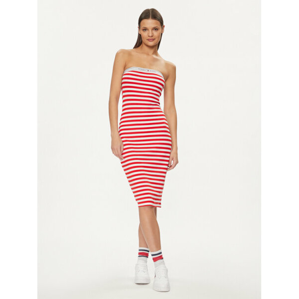 tommy-jeans-phorema-kalokairino-logo-tape-dw0dw17922-kokkino-slim-fit-0000303427450 ΓΥΝΑΙΚΕΙΟ ΦΟΡΕΜΑ TJW LOGO TAPE STRIPE TUBE DRESS TOMMY JEANS DW0DW17922-XNL - Image 1