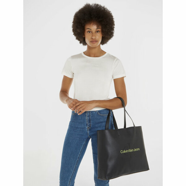 Calvin Klein Jeans Τσάντα Sculpted Slim Tote34 Mono K60K610825 Black/Dark Juniper 0GX - Image 3