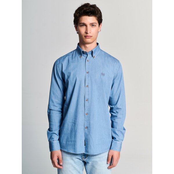 61-003.051.Ν0004-1200x1600 Ανδρικό Πουκάμισο Τζιν STAFF 61-003.051 VICTOR Μπλε - Image 1