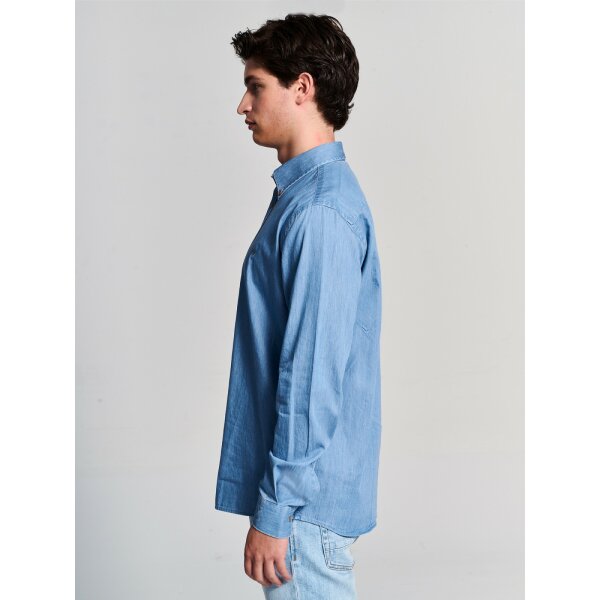 61-003.051.Ν0004-3-1200x1600 Ανδρικό Πουκάμισο Τζιν STAFF 61-003.051 VICTOR Μπλε - Image 3