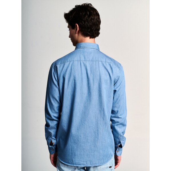 61-003.051.Ν0004-4-1200x1600 Ανδρικό Πουκάμισο Τζιν STAFF 61-003.051 VICTOR Μπλε - Image 4