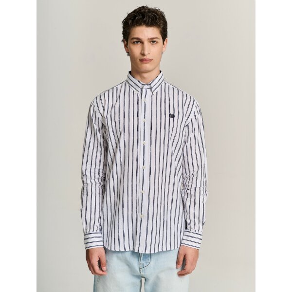 61-014.051.Ν0000-1200x1600 Ανδρικό Πουκάμισο  STAFF 61-014.051 PETER1 Ριγέ Λευκό Μπλε - Image 1