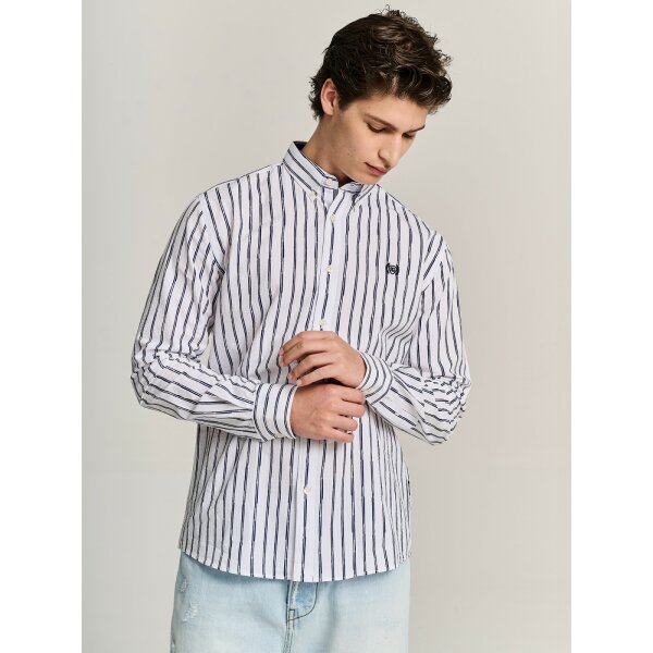 61-014.051.Ν0000-2-1200x1600 Ανδρικό Πουκάμισο  STAFF 61-014.051 PETER1 Ριγέ Λευκό Μπλε - Image 2