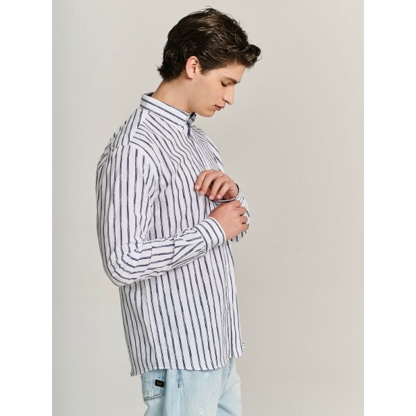 61-014.051.Ν0000-3-1200x1600 Ανδρικό Πουκάμισο  STAFF 61-014.051 PETER1 Ριγέ Λευκό Μπλε - Image 3