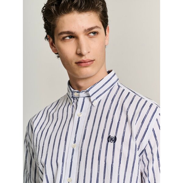 61-014.051.Ν0000-4-1200x1600 Ανδρικό Πουκάμισο  STAFF 61-014.051 PETER1 Ριγέ Λευκό Μπλε - Image 4