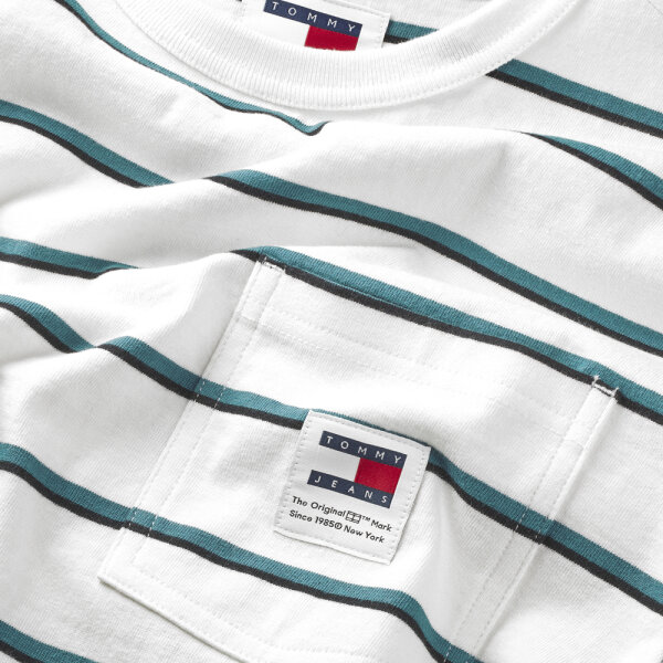 Ανδρική Μπλούζα TOMMY JEANS DM0DM18659 REG EASY Λευκό Ριγέ - Image 2