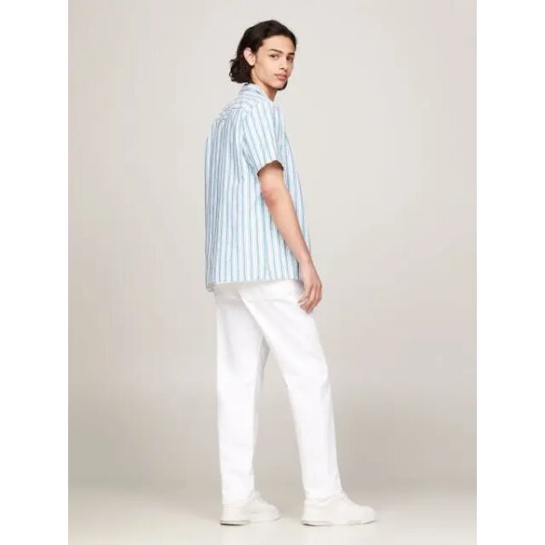 Ανδρικό Πουκάμισο Λινό TOMMY JEANS DM0DM18961 STRIPE SS Λευκό Πράσινο - Image 2