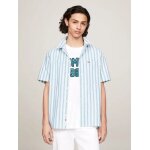 Ανδρικό Πουκάμισο Λινό TOMMY JEANS DM0DM18961 STRIPE SS Λευκό Πράσινο - Image 3