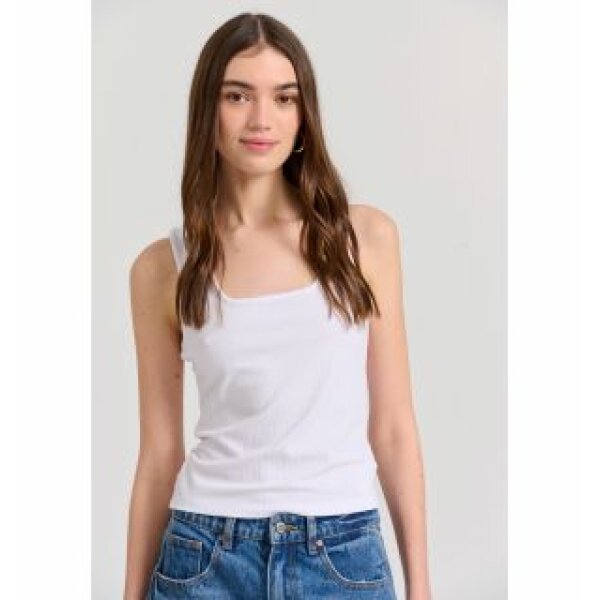 Γυναικείο Tank top σε rib ύφανση Λευκό FBL009-101-17 FUNKY BUDDHA - Image 1