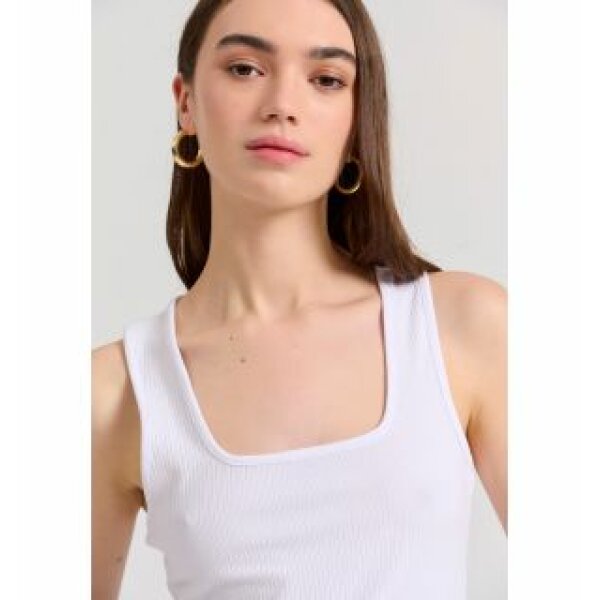 Γυναικείο Tank top σε rib ύφανση Λευκό FBL009-101-17 FUNKY BUDDHA - Image 3