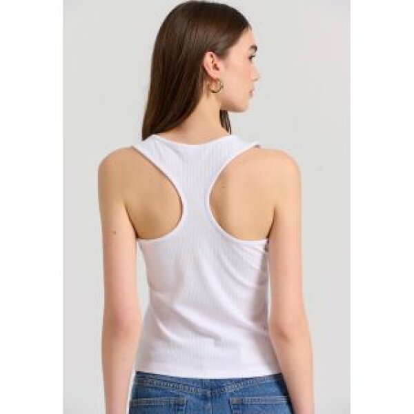Γυναικείο Tank top σε rib ύφανση Λευκό FBL009-101-17 FUNKY BUDDHA - Image 4