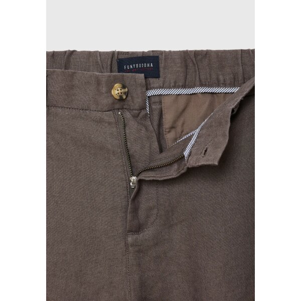 Ανδρική Βερμούδα Λινή CHINO FUNKY BUDDHA FBM009-009-03 Καφέ - Image 2