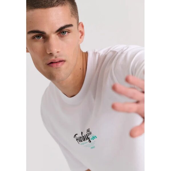 Ανδρική Μπλούζα FUNKY BUDDHA Relaxed fit FBM009-035-04 Λευκή - Image 5