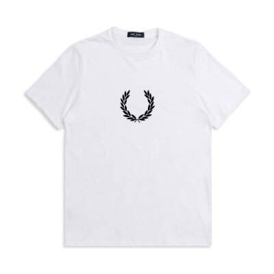 Ανδρική Μπλούζα FLOCKED LAUREL FRED PERRY M7708 Λευκό