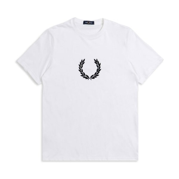 M7708-100 Ανδρική Μπλούζα FLOCKED LAUREL FRED PERRY M7708 Λευκό - Image 1