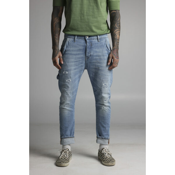 MORONE 2 FRONT Ανδρικό Παντελόνι Τζιν  COZI JEANS 63-MORONE 2 Μπλέ Ξεθωριασμένο - Image 4
