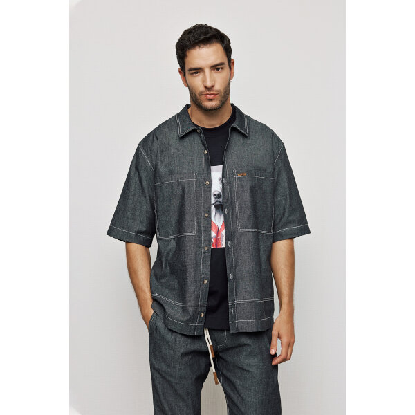 P-1846_002_01 Ανδρικό Πουκάμισο P/COC P-184600206 Μαύρο - Image 1